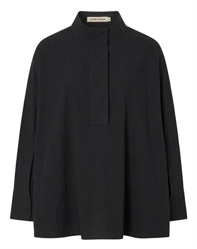 Rabens Saloner - Smea Poplin Flared Skjorte - Black